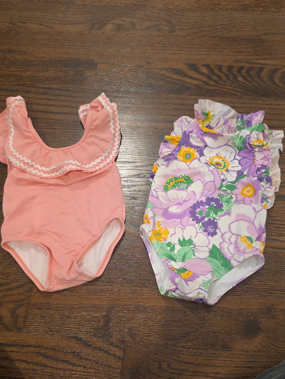 Janie & Jack Girls One-Piece Swimsuit Set - Pink Ruffle & Floral
